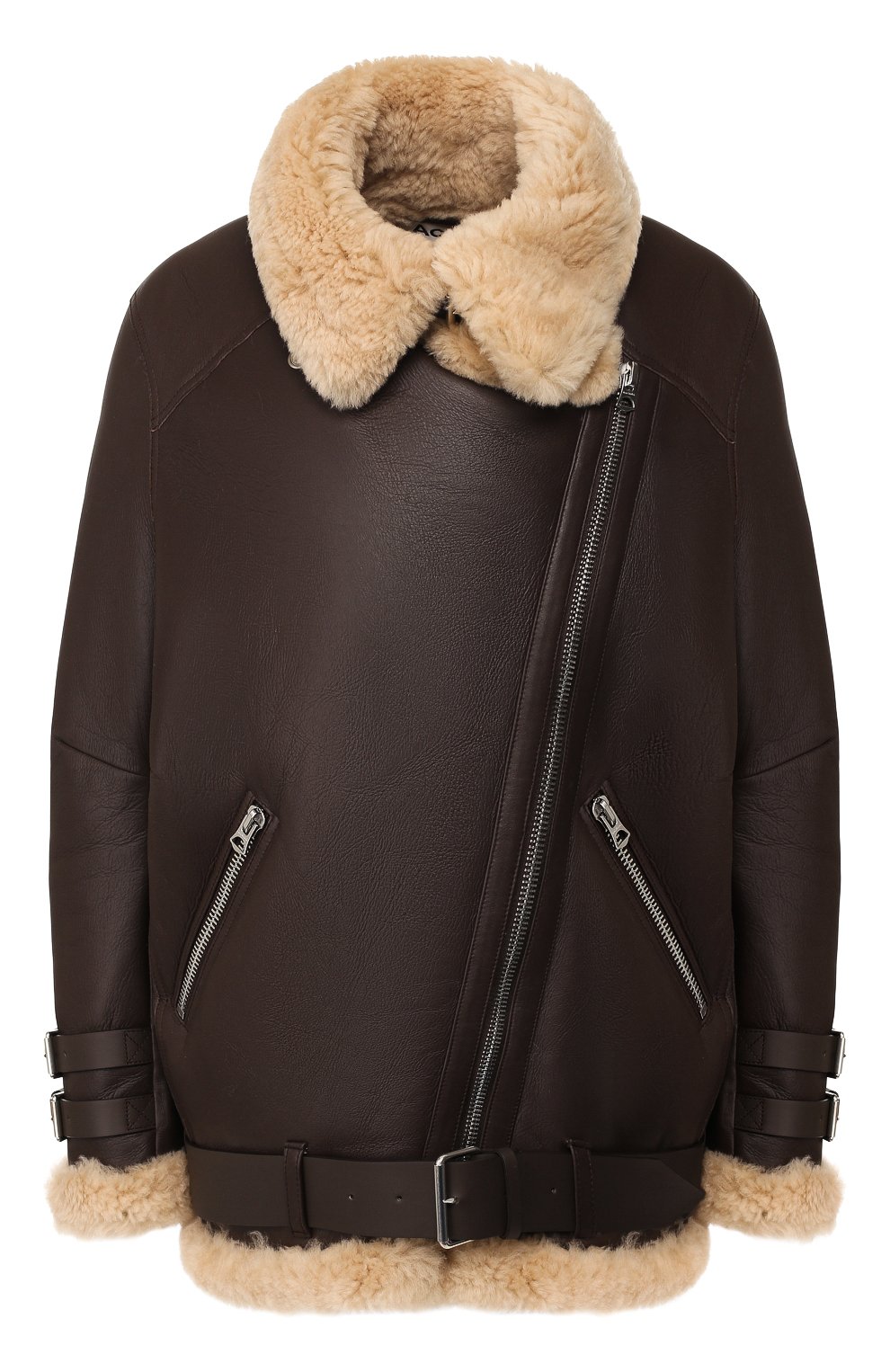 Дубленка с косой молнией ACNE STUDIOS коричневого цвета по цене 279000 руб., арт. 1AQ173, фото 1 Дубленка с косой молнией ACNE STUDIOS, арт. 1AQ173, фото 1