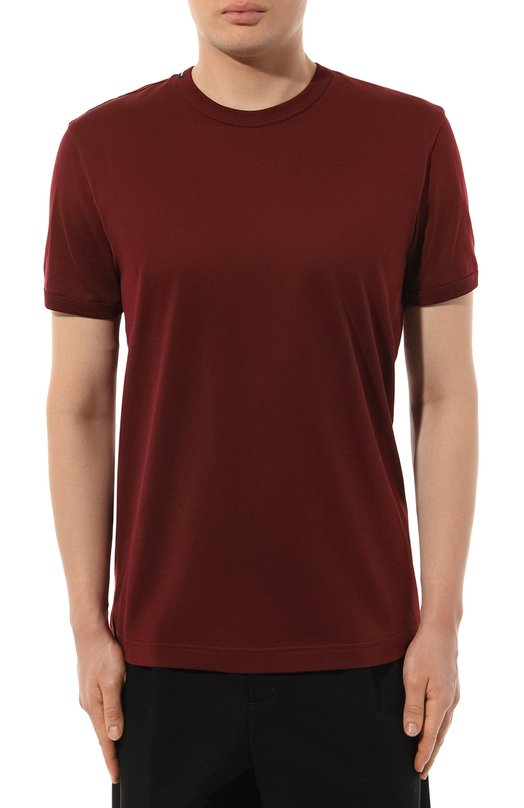 Хлопковая футболка Dolce & Gabbana G8JX7T/FU7EQ Бордовый  G8JX7T/FU7EQ Фото 3