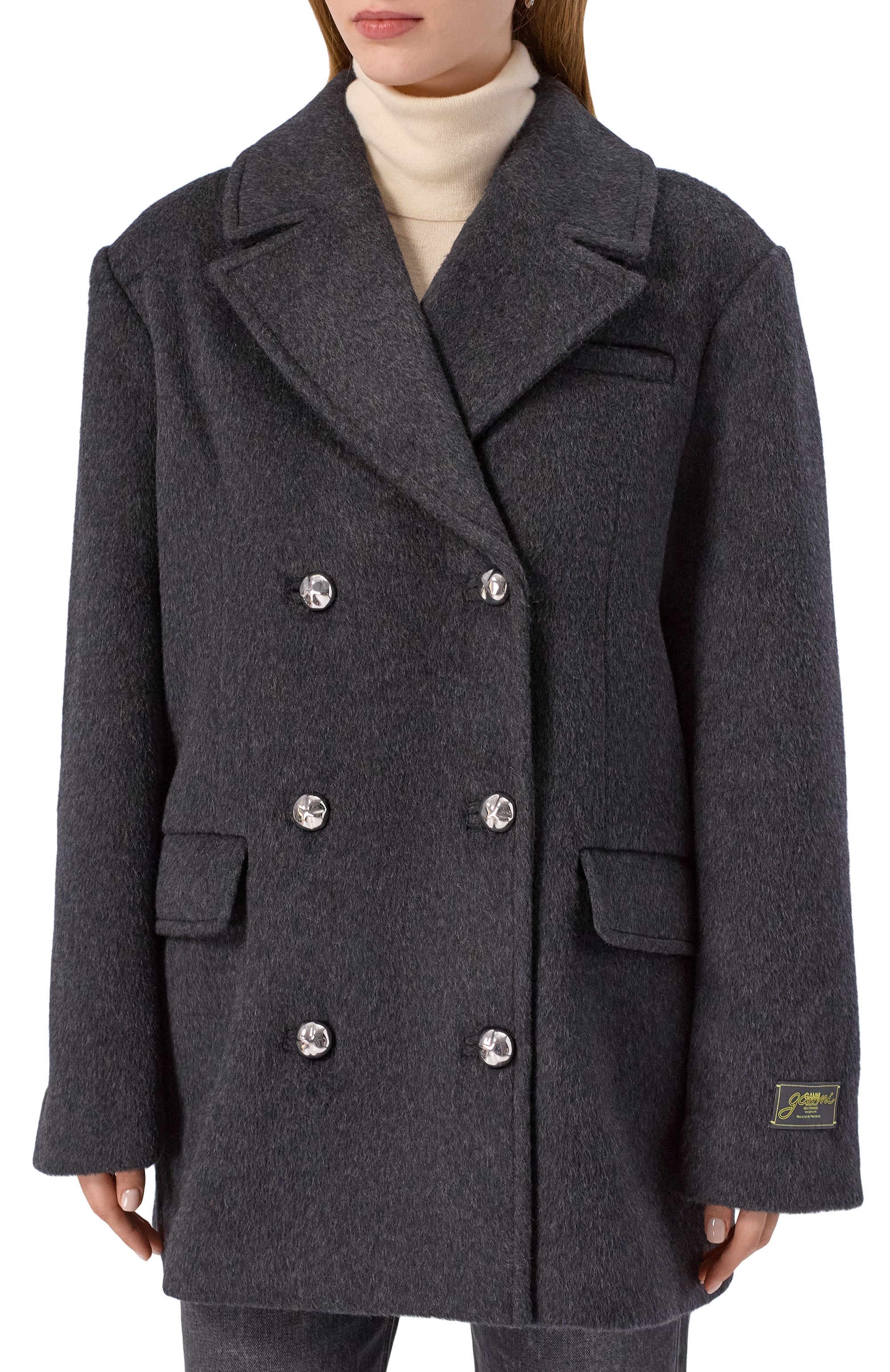 Шерстяное полупальто GANNI, арт. W0567, фото 3