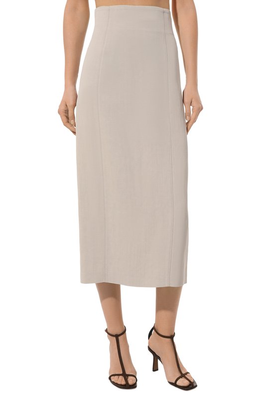 Юбка из вискозы и льна Brunello Cucinelli MH579B1317 Бежевый  MH579B1317 Фото 3