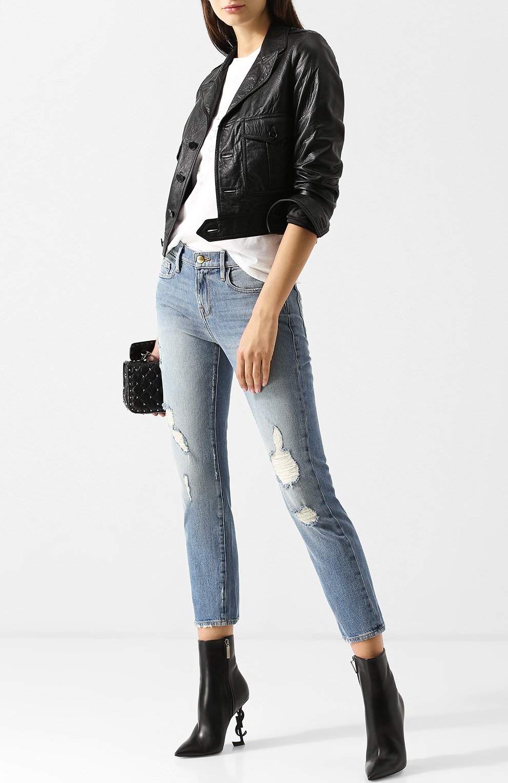 Укороченная кожаная куртка на пуговицах SAINT LAURENT, арт. 534954/Y5QQ2, фото 2