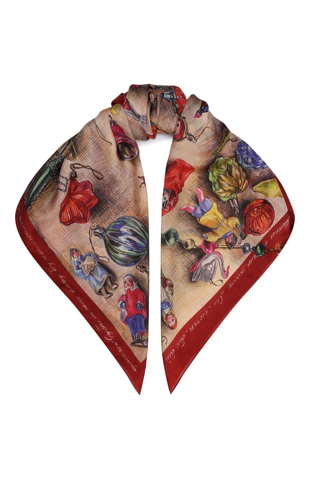 Шелковый платок новогодние игрушки GOURJI, арт. T23XMST7R/1, фото 1