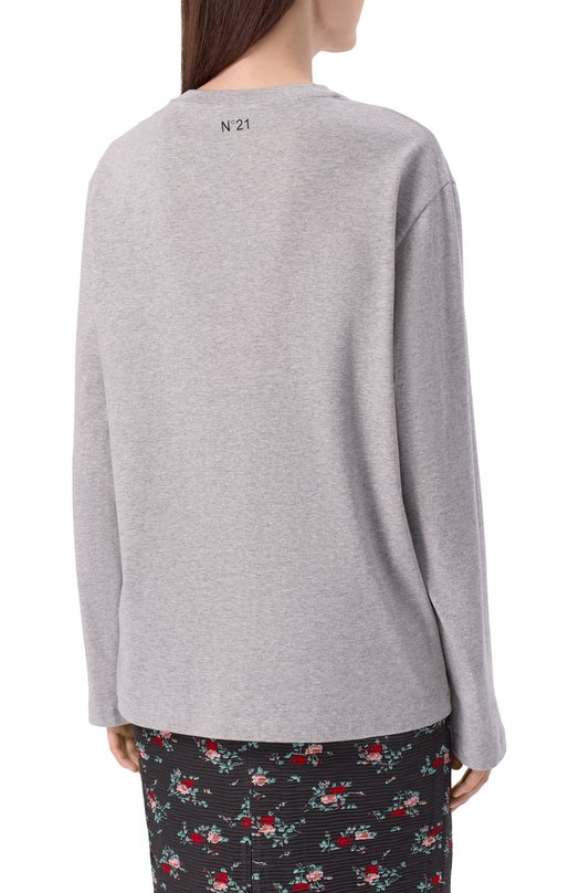 Хлопковый лонгслив N21 19I N2M0/F011/4157 Серый  19I N2M0/F011/4157 Фото 4