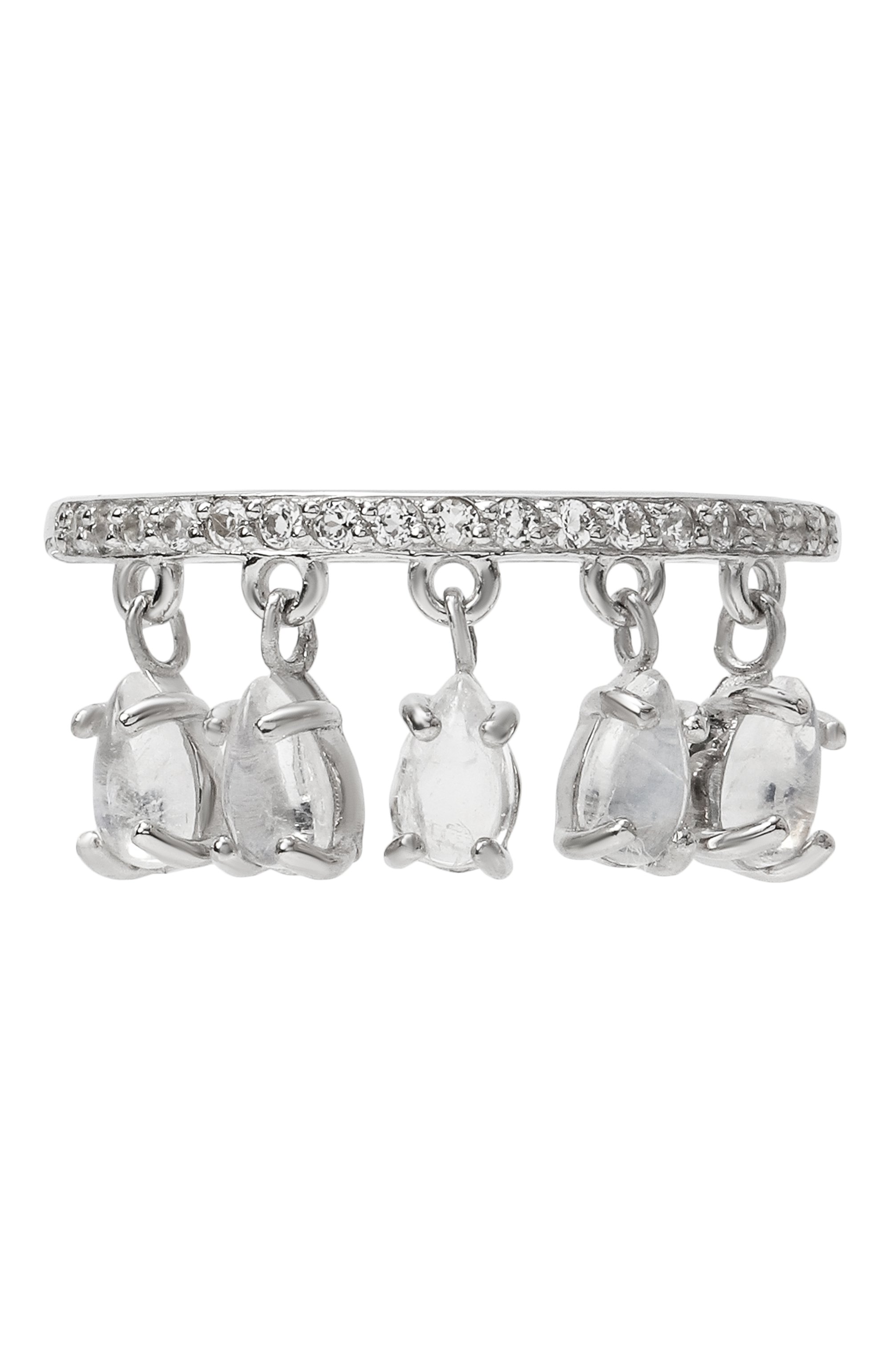 Кольцо water с лунными камнями MOONKA серебряного цвета по цене 11100 руб., арт. wt-tr-mns, фото 1 Кольцо water с лунными камнями MOONKA, арт. wt-tr-mns, фото 1