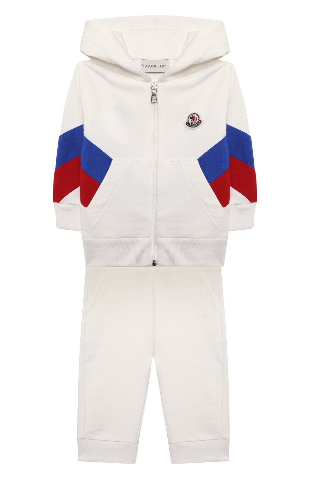 Комплект из толстовки и брюк MONCLER кремового цвета по цене 33650 руб., арт. H1-951-8M000-01-809AC, фото 1 Комплект из толстовки и брюк MONCLER, арт. H1-951-8M000-01-809AC, фото 1