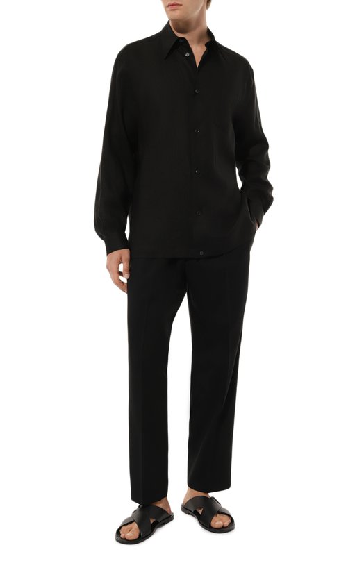 Льняная рубашка Dolce & Gabbana G5KJ0Z/FU4IK Чёрный  G5KJ0Z/FU4IK Фото 2