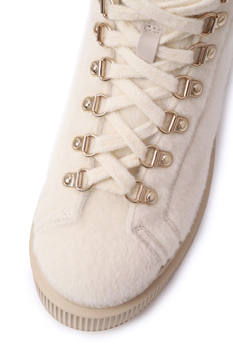 Женские текстильные ботинки SANTONI кремового цвета, арт. WTHG71315GA2ARYK | Фото 7 (Материал утеплителя: Натуральный мех; Драгоценные камни: Проставлено; Материал внешний: Текстиль; Материал сплава: Проставлено; Подошва: Платформа; Каблук высота: Низкий; Женское Кросс-КТ: Хайкеры-ботинки, Зимние ботинки)