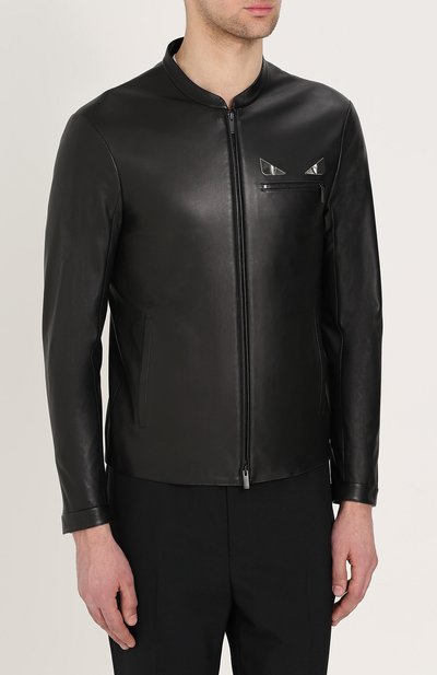 Кожаная куртка на молнии с отделкой bag bugs  FENDI, арт. FPG384/S0L, фото 3