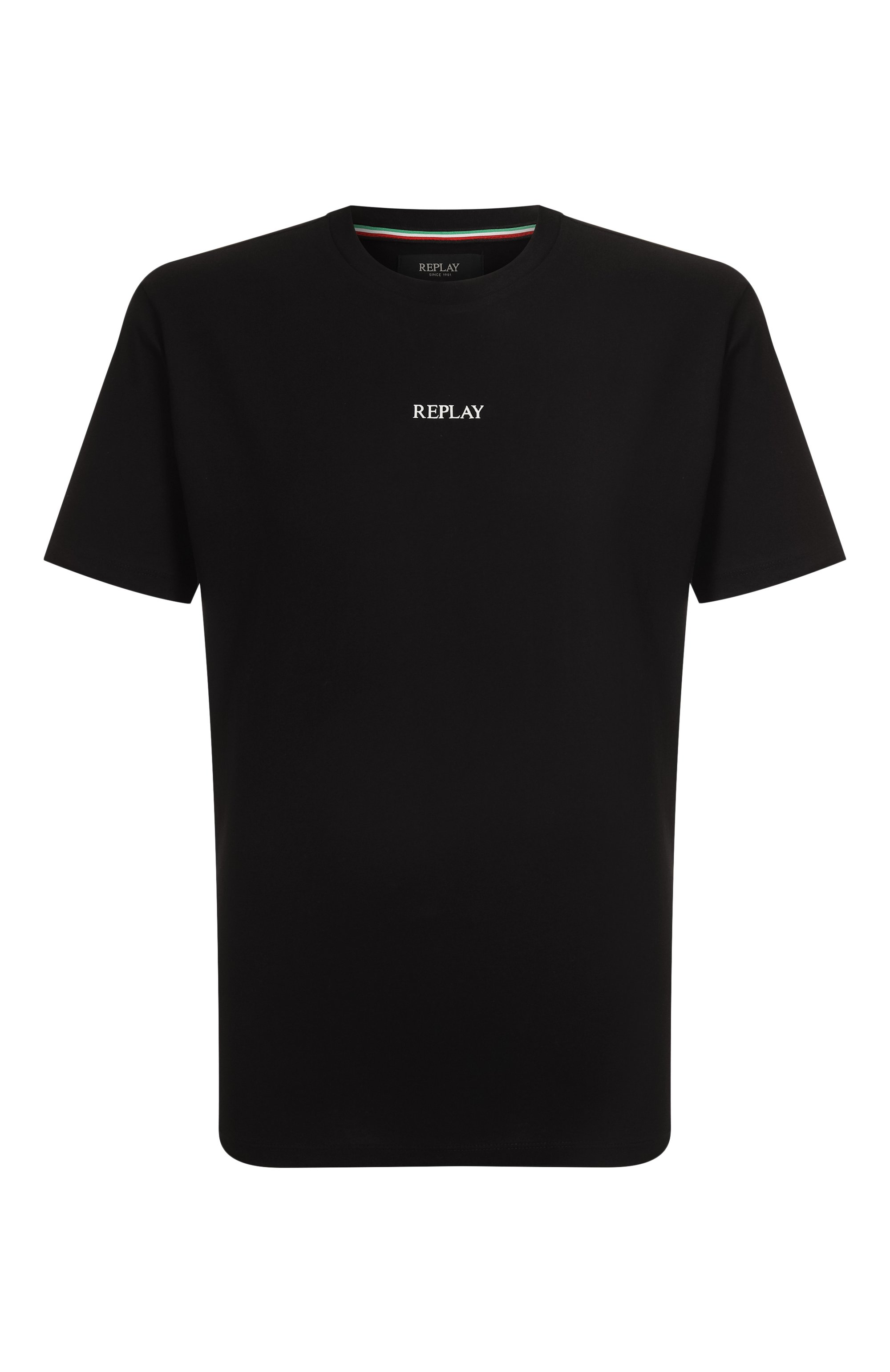 Хлопковая футболка REPLAY черного цвета по цене 4155 руб., арт. M3098 .000.2660, фото 1 Хлопковая футболка REPLAY, арт. M3098 .000.2660, фото 1