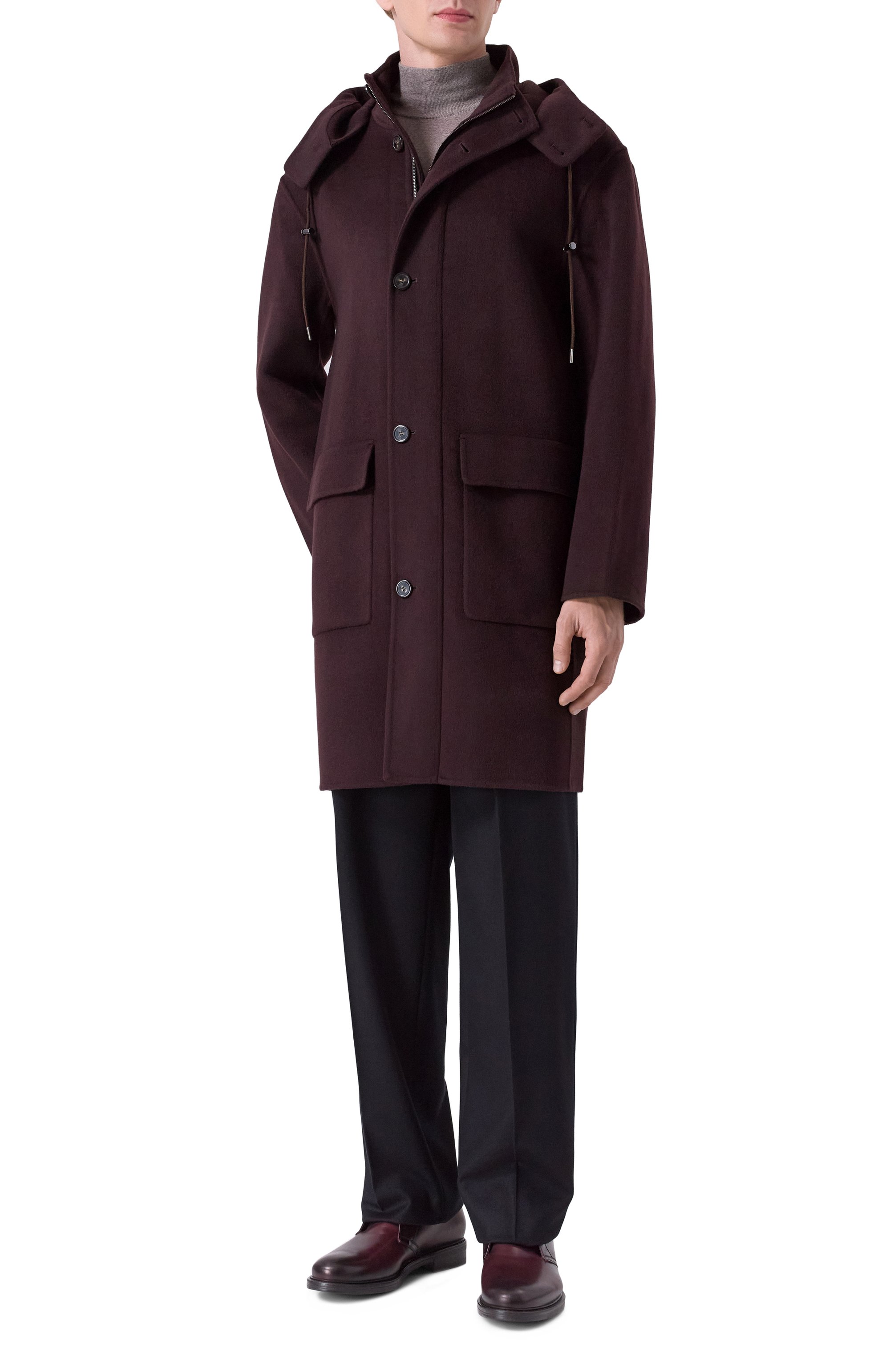 Пальто из шерсти и кашемира 12 STOREEZ бордового цвета по цене 65000 руб., арт. 134078, фото 2 Пальто из шерсти и кашемира 12 STOREEZ, арт. 134078, фото 2