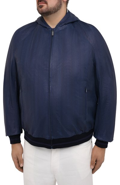 Кожаный бомбер ZILLI синего цвета по цене 1170000 руб., арт. MAT-PLAYM-01339/0001, фото 3 Кожаный бомбер ZILLI, арт. MAT-PLAYM-01339/0001, фото 3