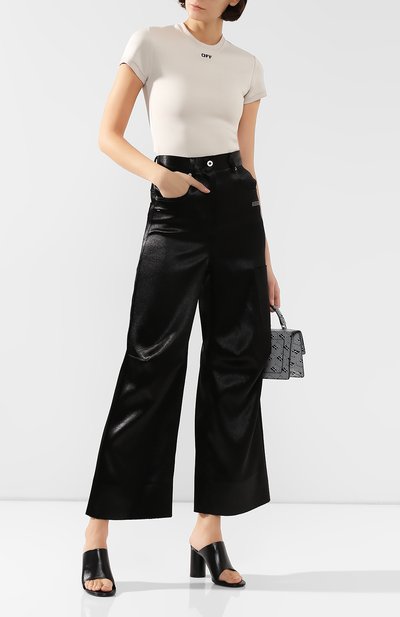 Атласные брюки OFF-WHITE черного цвета по цене 68800 руб., арт. 0WCA095F19F830501000, фото 2 Атласные брюки OFF-WHITE, арт. 0WCA095F19F830501000, фото 2