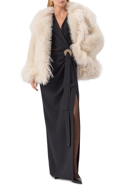 Женская шуба с отделкой перьями ELIE SAAB, арт. J0148AP25/FR001