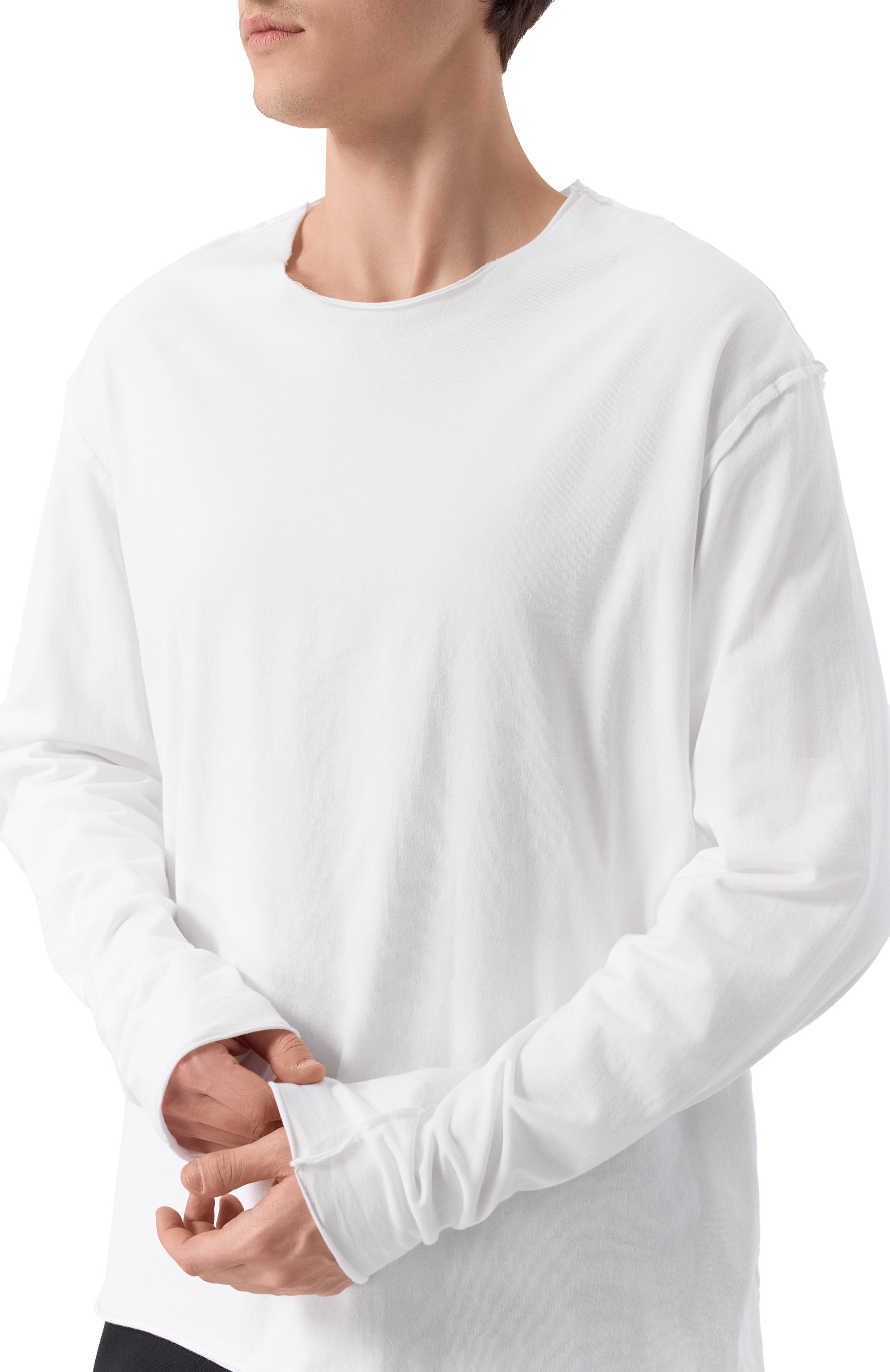 Хлопковый лонгслив ATTACHMENT белого цвета по цене 36700 руб., арт. AJ52-091, фото 5 Хлопковый лонгслив ATTACHMENT, арт. AJ52-091, фото 5