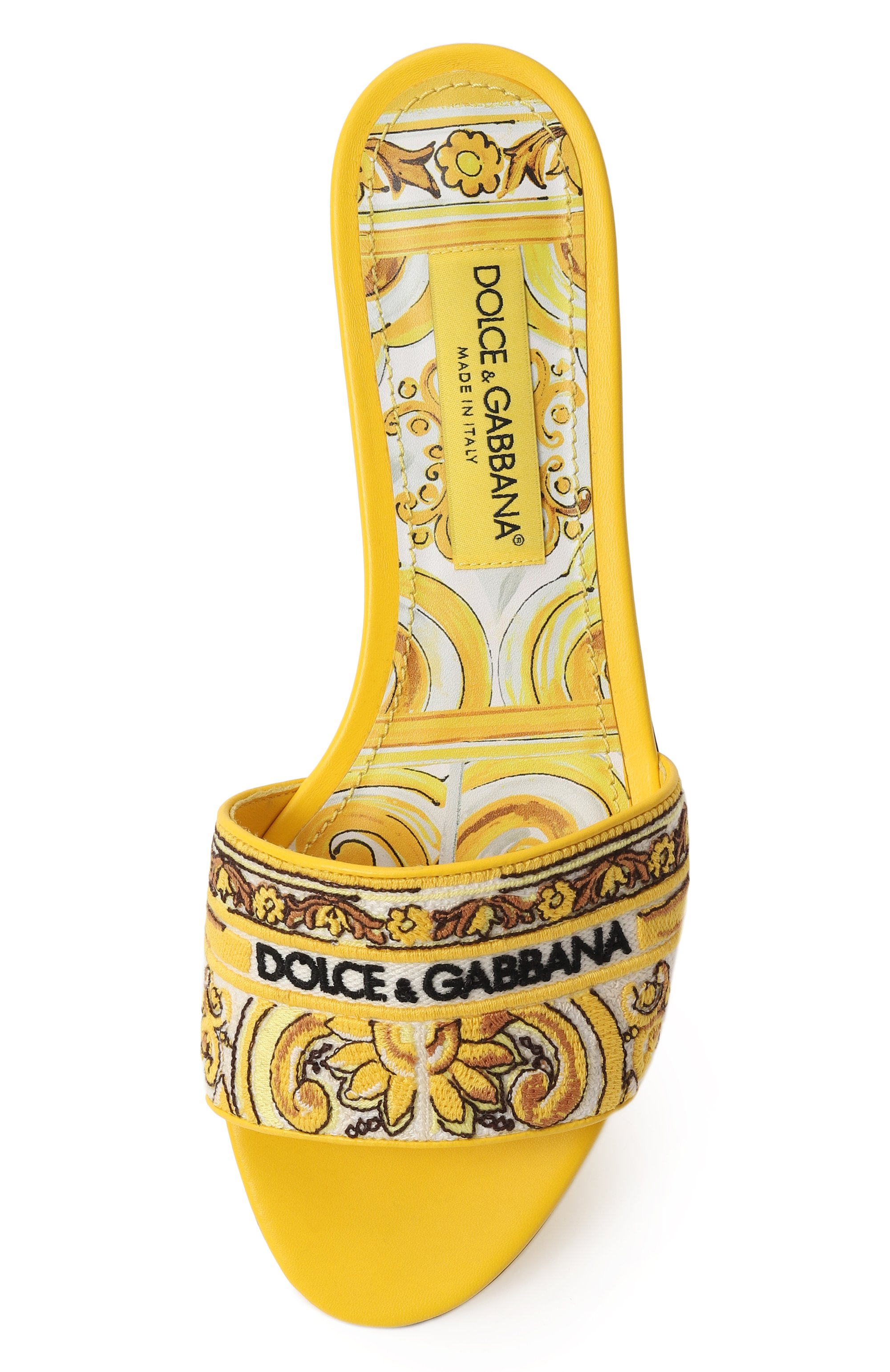 Текстильные шлепанцы bianca DOLCE & GABBANA желтого цвета по цене 89950 руб., арт. CQ0571/AV804, фото 6 Текстильные шлепанцы bianca DOLCE & GABBANA, арт. CQ0571/AV804, фото 6