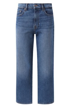 Женские джинсы 7 FOR ALL MANKIND синего цвета, арт. 7U113C10JSE | Фото 1 (Драгоценные камни: Проставлено; Материал сплава: Проставлено; Длина (брюки, джинсы): Стандартные; Силуэт Ж (брюки и джинсы): Прямые; Кросс-КТ: Деним; Материал внешний: Деним, Хлопок; Стили: Повседневный)