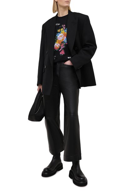 Хлопковая футболка MSGM черного цвета по цене 15600 руб., арт. 3041MDM161 217298, фото 2 Хлопковая футболка MSGM, арт. 3041MDM161 217298, фото 2