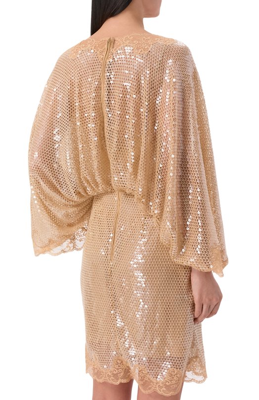 Платье с отделкой пайетками Elie Saab D1046NR26/TUL03 Бежевый  D1046NR26/TUL03 Фото 3