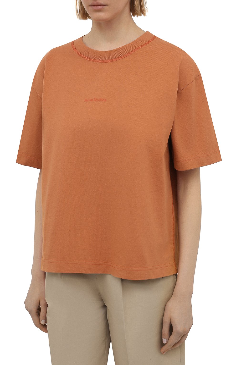 Хлопковая футболка ACNE STUDIOS оранжевого цвета по цене 29700 руб., арт. AL0149, фото 3 Хлопковая футболка ACNE STUDIOS, арт. AL0149, фото 3
