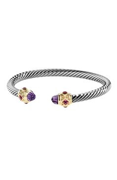 Женский браслет DAVID YURMAN бесцветного цвета, арт. B12349 S4EAMPTRG | Фото 1 (Материал сплава: Серебро, Желтое золото; Драгоценные камни: Другие; Региональные ограничения белый список (Axapta Mercury): Не проставлено; Нос: Не проставлено)