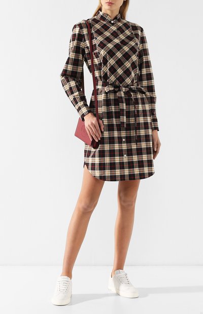 Хлопковое платье-рубашка в клетку BURBERRY, арт. 8008141, фото 2