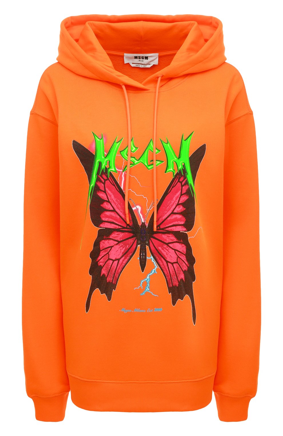 Хлопковое худи MSGM оранжевого цвета по цене 28200 руб., арт. 3341MDM160 227799, фото 1 Хлопковое худи MSGM, арт. 3341MDM160 227799, фото 1