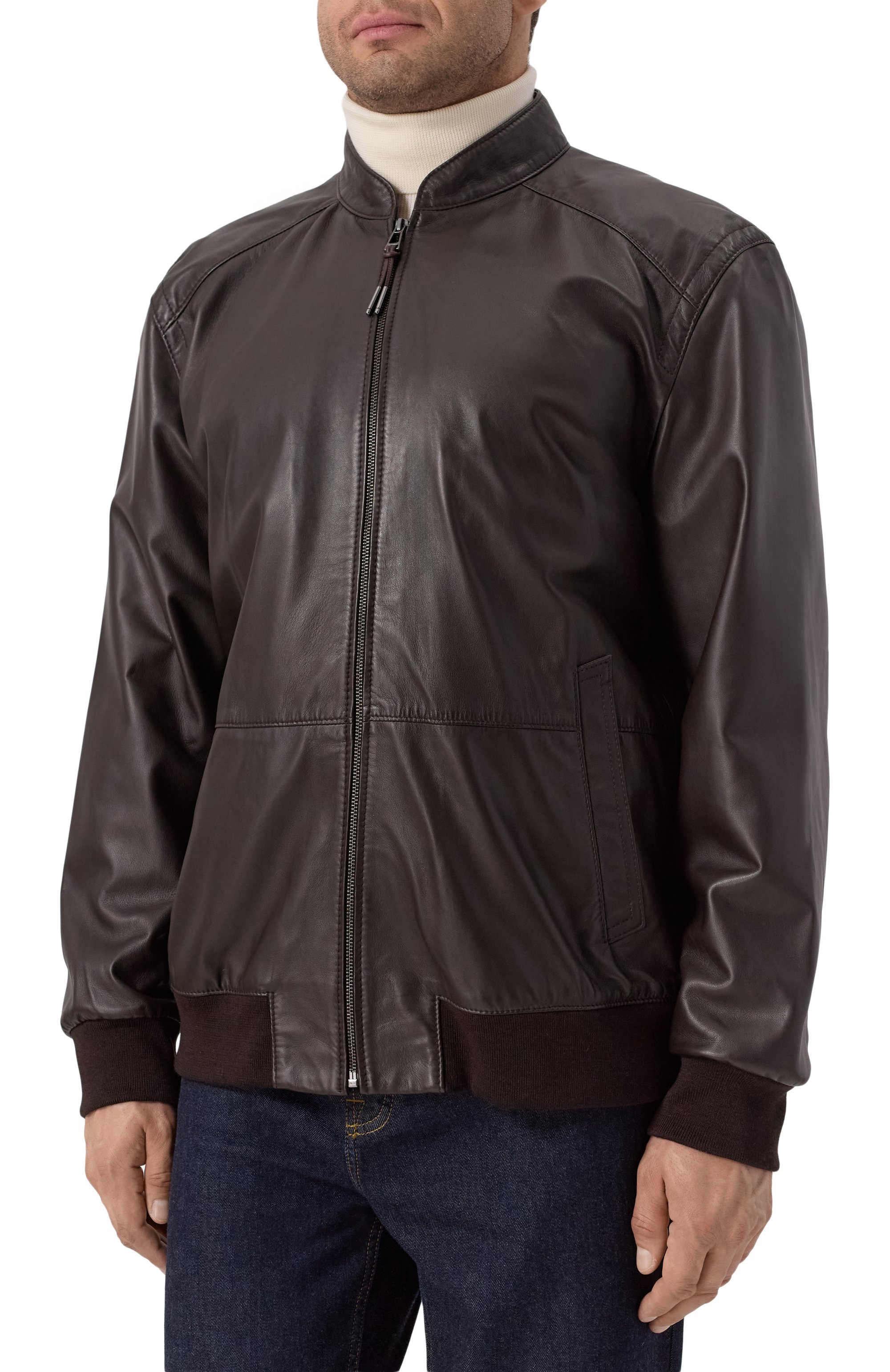 Кожаный бомбер WINDSOR темно-коричневого цвета по цене 99500 руб., арт. B0RELL03-L/1300145/62, фото 3 Кожаный бомбер WINDSOR, арт. B0RELL03-L/1300145/62, фото 3