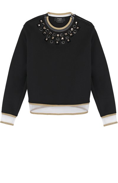 Свитшот с полупрозрачными вставками и декоративной отделкой FENDI, арт. FS6632/02D, фото 1