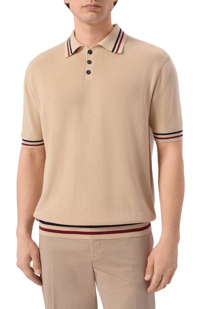 Хлопковое поло KITON бежевого цвета по цене 120500 руб., арт. UMM0737, фото 3 Хлопковое поло KITON, арт. UMM0737, фото 3