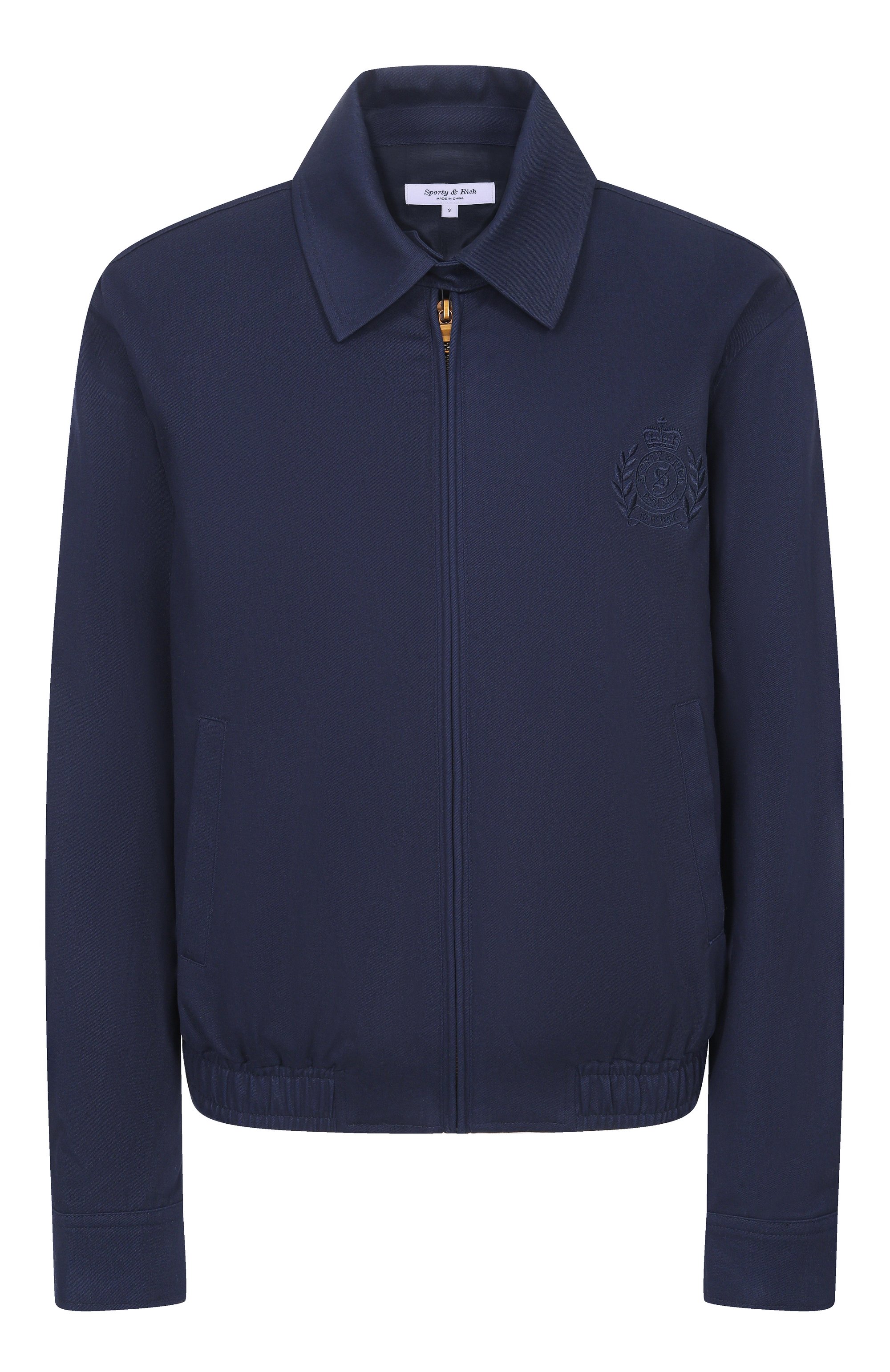 Хлопковый бомбер SPORTY AND RICH темно-синего цвета по цене 43600 руб., арт. 0W02876243BL106, фото 1 Хлопковый бомбер SPORTY AND RICH, арт. 0W02876243BL106, фото 1