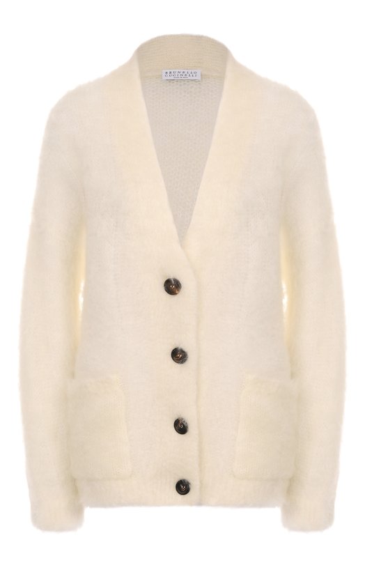 Кардиган из кашемира и шелка Brunello Cucinelli MLD346106 Кремовый MLD346106