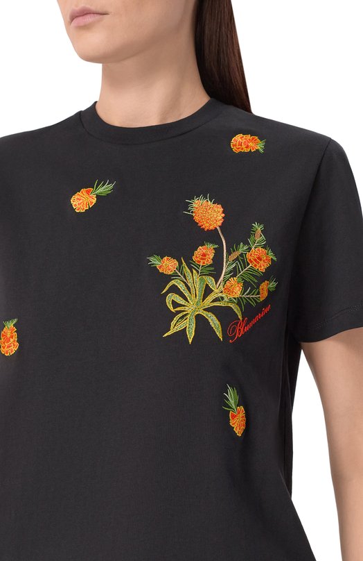 Хлопковая футболка Blumarine 2T131A Чёрный  2T131A Фото 5