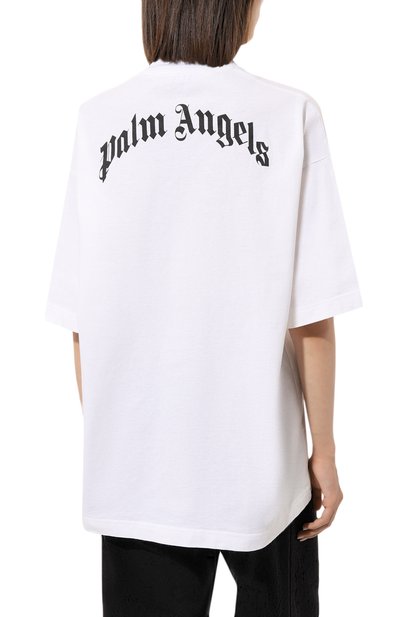 Хлопковая футболка PALM ANGELS белого цвета по цене 37900 руб., арт. PWAA017C99JER0020160, фото 4 Хлопковая футболка PALM ANGELS, арт. PWAA017C99JER0020160, фото 4