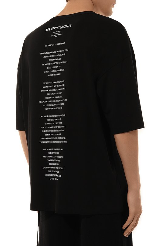 Хлопковая футболка Ann Demeulemeester 2402-M-JTS06-33-FA045-099 Чёрный  2402-M-JTS06-33-FA045-099 Фото 4