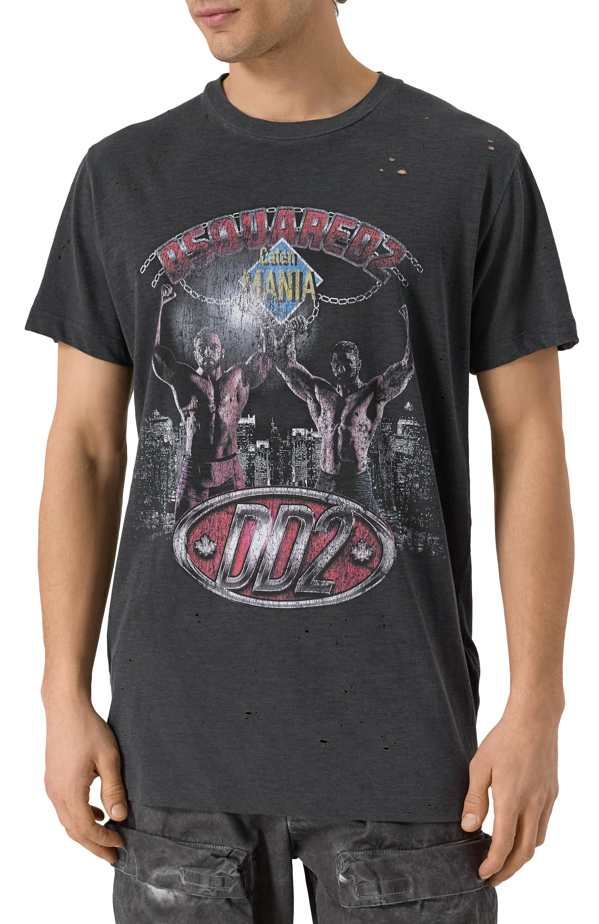 Футболка из хлопка и вискозы DSQUARED2 темно-серого цвета по цене 52750 руб., арт. S71GD1530/S22146, фото 3 Футболка из хлопка и вискозы DSQUARED2, арт. S71GD1530/S22146, фото 3