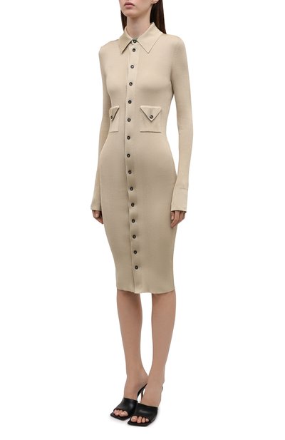 Шелковое платье BOTTEGA VENETA светло-бежевого цвета по цене 267500 руб., арт. 661534/V0ZM0, фото 3 Шелковое платье BOTTEGA VENETA, арт. 661534/V0ZM0, фото 3