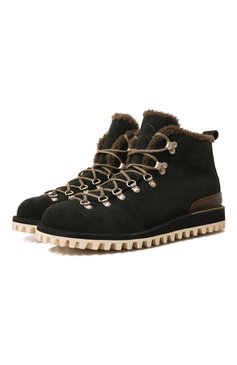 Мужские замшевые хайкеры FRACAP зеленого цвета, арт. M120 BEAR SP0ILER/SUEDE/FUR | Фото 1 (Подошва: Плоская; Материал сплава: Проставлено; Материал утеплителя: Натуральный мех; Драгоценные камни: Проставлено; Материал внешний: Замша, Натуральная кожа; Мужское Кросс-КТ: зимние ботинки, Хайкеры-обувь, Ботинки-обувь)