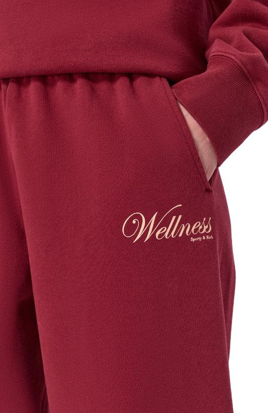 Хлопковые брюки Sporty and Rich PA03662083RE10 Бордовый  PA03662083RE10 Фото 5