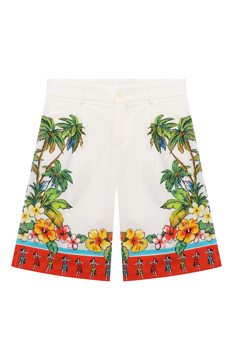 Детские хлопковые шо�рты DOLCE & GABBANA белого цвета, арт. L43Q25/G7L7S | Фото 1 (Нос: Не проставлено; Материал внешний: Хлопок; Случай: Повседневный; Автоматизация состава: Проставлено; Ростовка одежда: 4 года | 104 см, 5 лет | 110 см, 6 лет | 116 см, 8 лет | 128 см, 10 - 11 лет | 140 - 146см, 12 лет | 152 см, 13 - 15 лет | 158 см, 2 года | 92 см, 3 года | 98 см)
