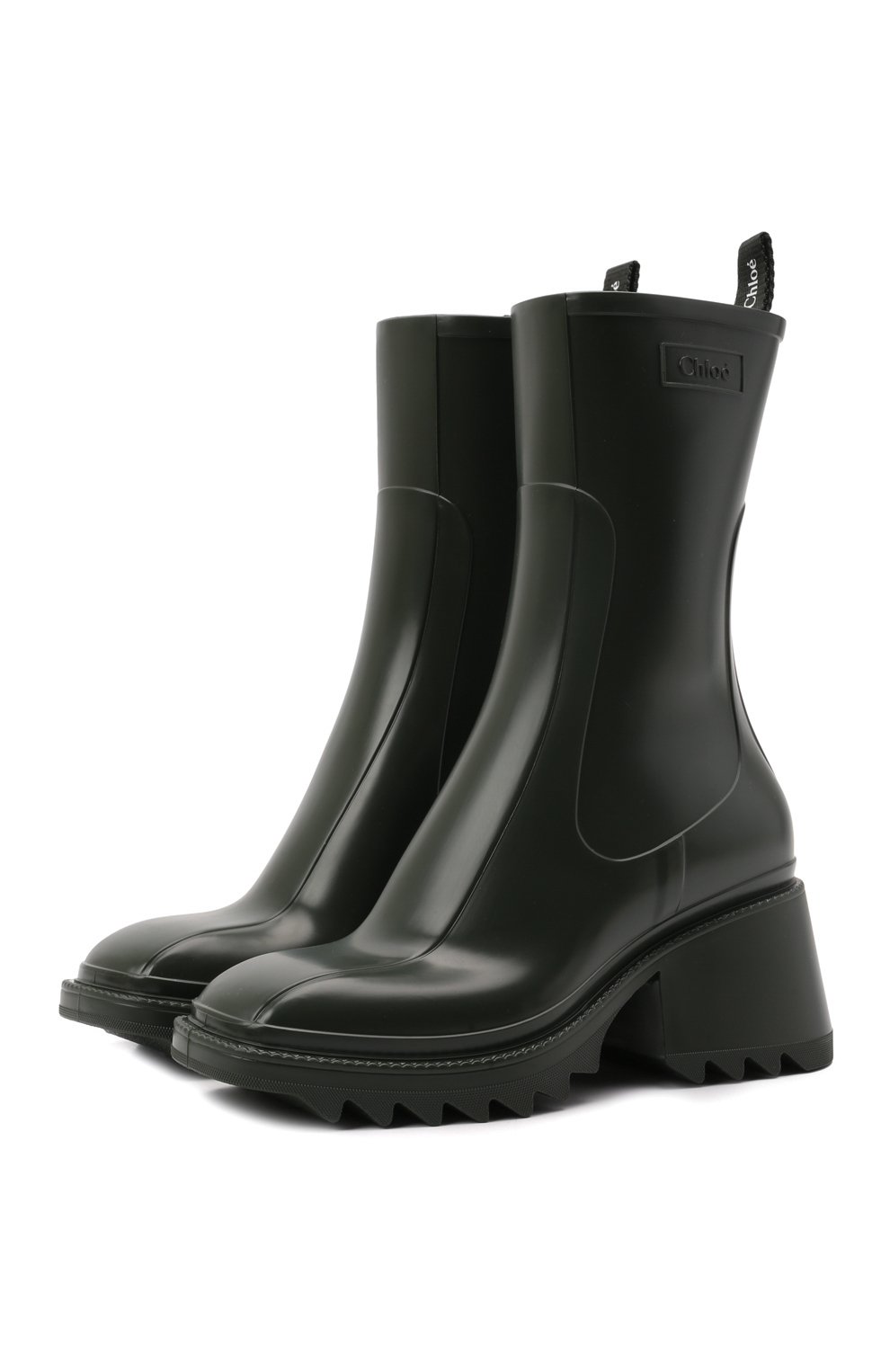Резиновые ботильоны betty CHLOÉ темно-зеленого цвета по цене 55700 руб., арт. CHC19W239G8, фото 1 Резиновые ботильоны betty CHLOÉ, арт. CHC19W239G8, фото 1