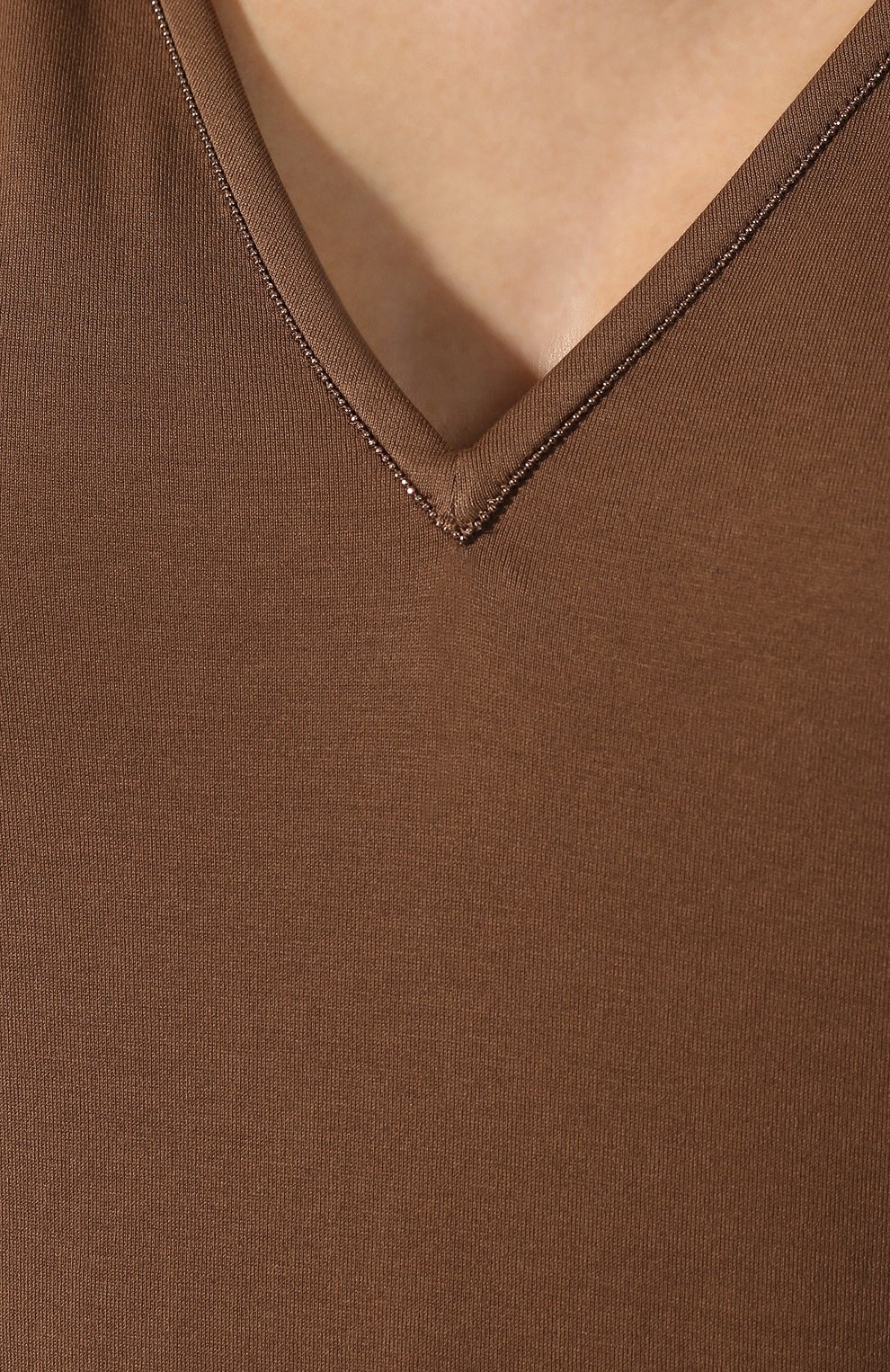 Хлопковый топ BRUNELLO CUCINELLI коричневого цвета по цене 63850 руб., арт. M0045B0332, фото 5 Хлопковый топ BRUNELLO CUCINELLI, арт. M0045B0332, фото 5