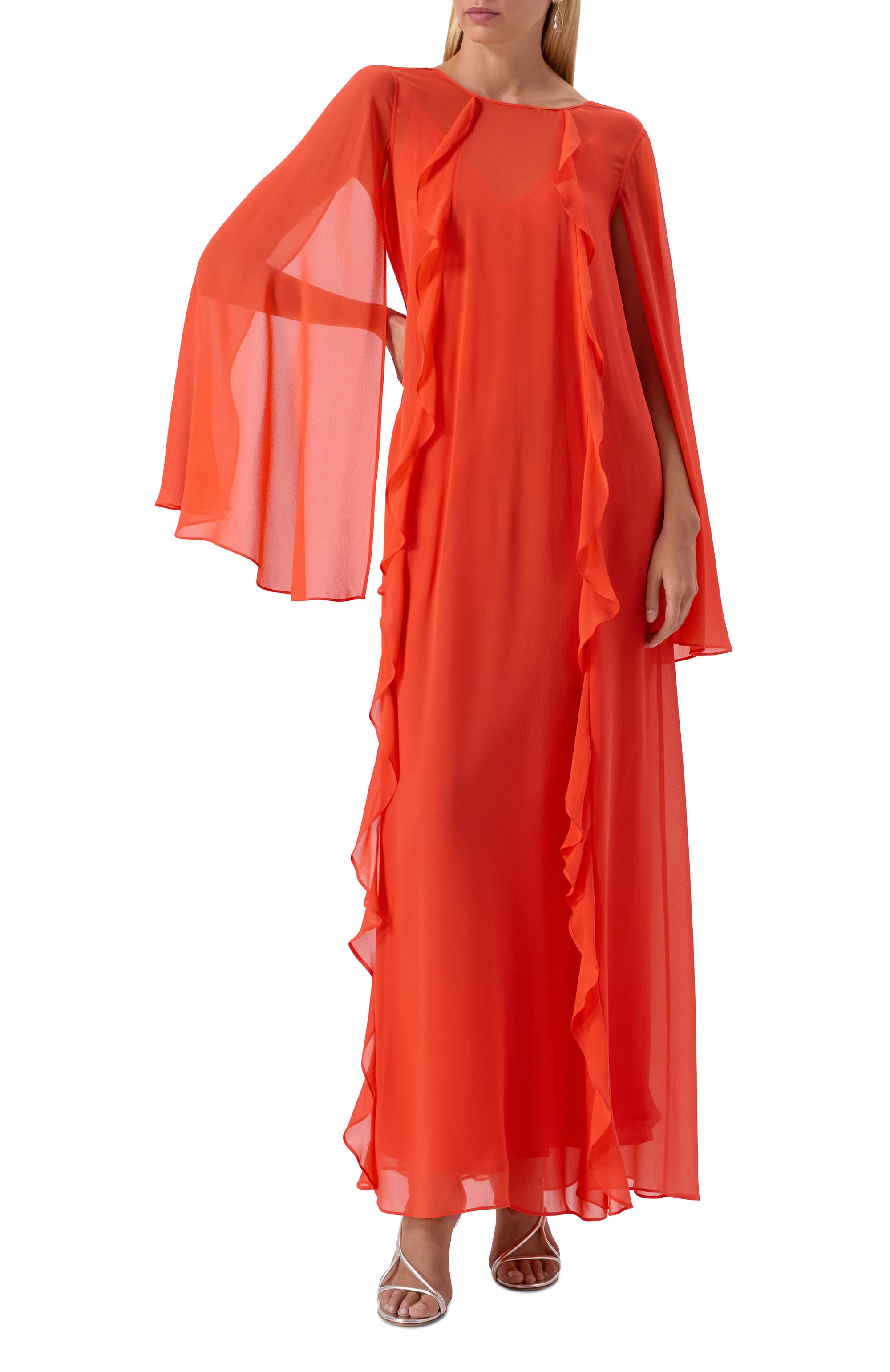 Шелковое платье MAX MARA STUDIO оранжевого цвета по цене 162500 руб., арт. SMIRNE, фото 2 Шелковое платье MAX MARA STUDIO, арт. SMIRNE, фото 2