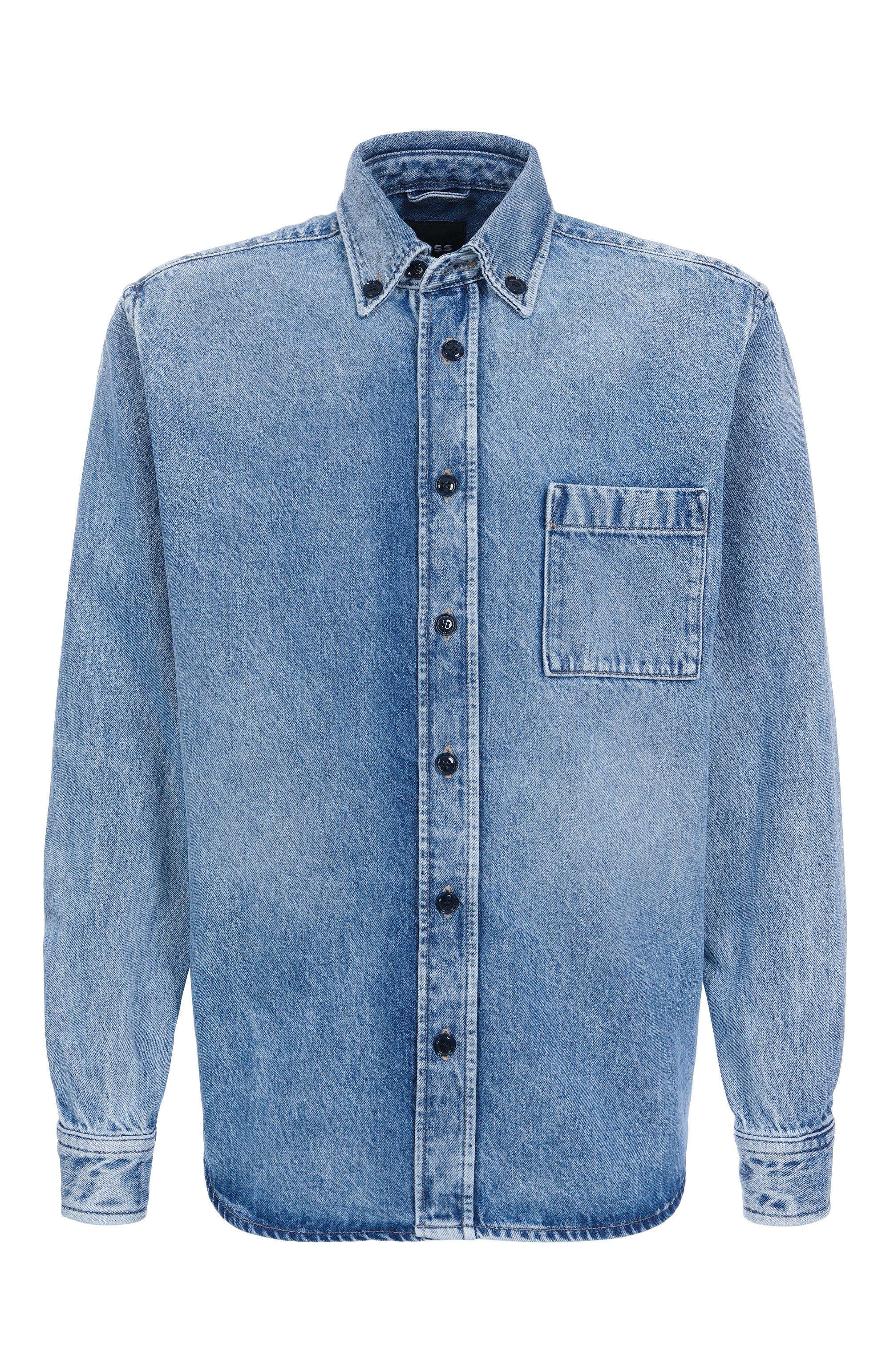 Джинсовая рубашка BOSS голубого цвета по цене 26950 руб., арт. 50534214, фото 1 Джинсовая рубашка BOSS, арт. 50534214, фото 1