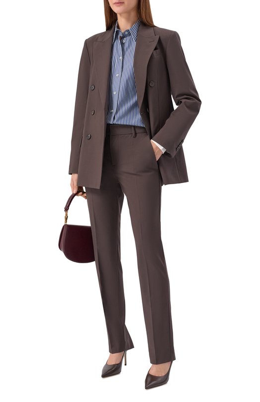 Шерстяные брюки Brunello Cucinelli MPW07P8584 Коричневый  MPW07P8584 Фото 2