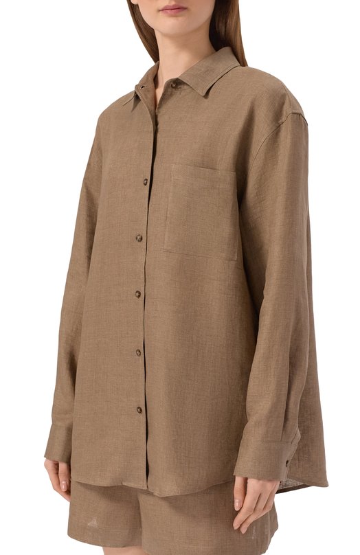 Льняная рубашка 12 STOREEZ 138504 Коричневый  138504 Фото 3