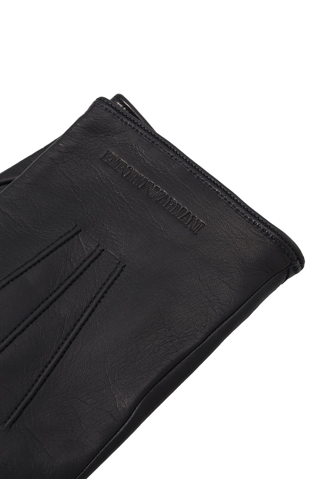Кожаные перчатки EMPORIO ARMANI темно-синего цвета по цене 18600 руб., арт. 624139/CC203, фото 3 Кожаные перчатки EMPORIO ARMANI, арт. 624139/CC203, фото 3