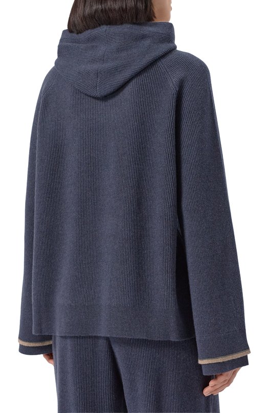 Худи из шерсти и кашемира Brunello Cucinelli M16222709 Синий  M16222709 Фото 4
