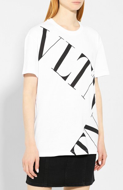 Хлопковая футболка VALENTINO черно-белого цвета по цене 42400 руб., арт. SB3MG02E4SH, фото 3 Хлопковая футболка VALENTINO, арт. SB3MG02E4SH, фото 3