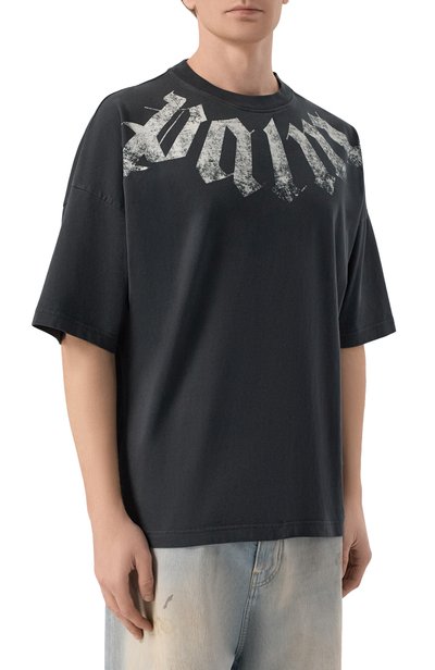 Хлопковая футболка PALM ANGELS темно-серого цвета по цене 37900 руб., арт. PAMAA003JR001, фото 3 Хлопковая футболка PALM ANGELS, арт. PAMAA003JR001, фото 3
