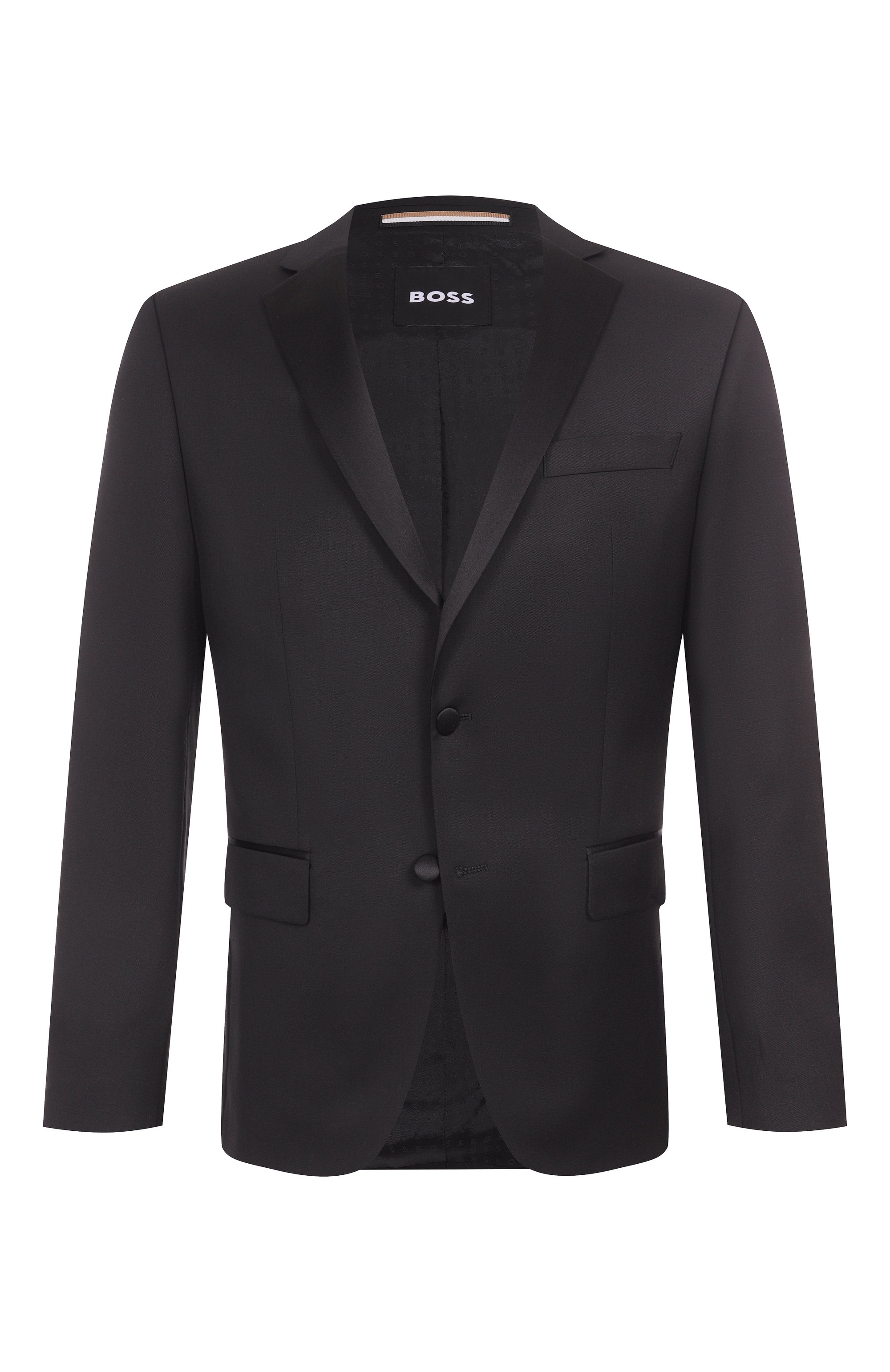 Шерстяной смокинг BOSS черного цвета по цене 82950 руб., арт. 50469191, фото 1 Шерстяной смокинг BOSS, арт. 50469191, фото 1
